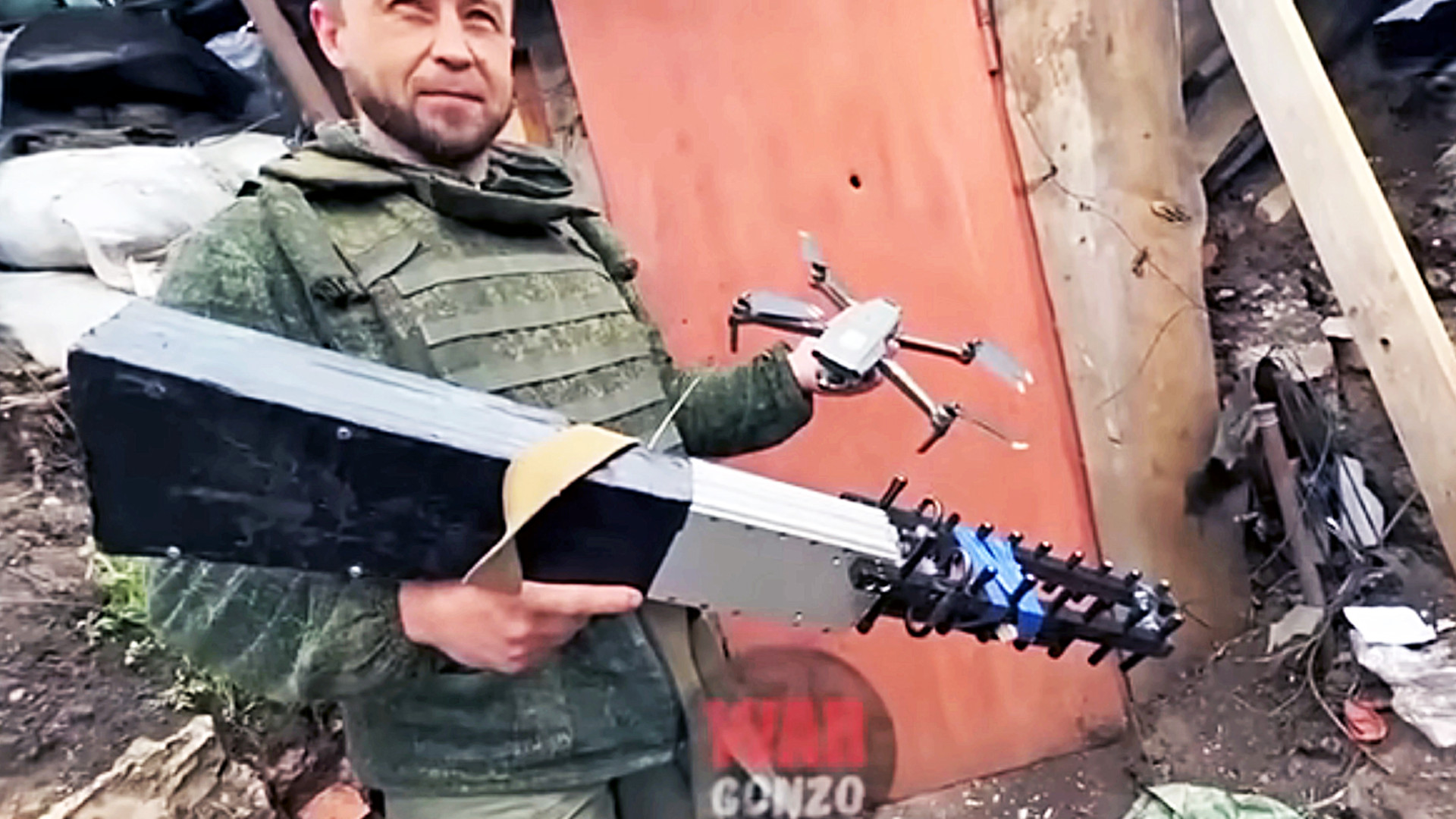 Russian-Backed Separatist Shows Off Homemade Counter-Drone Jamming Gun
