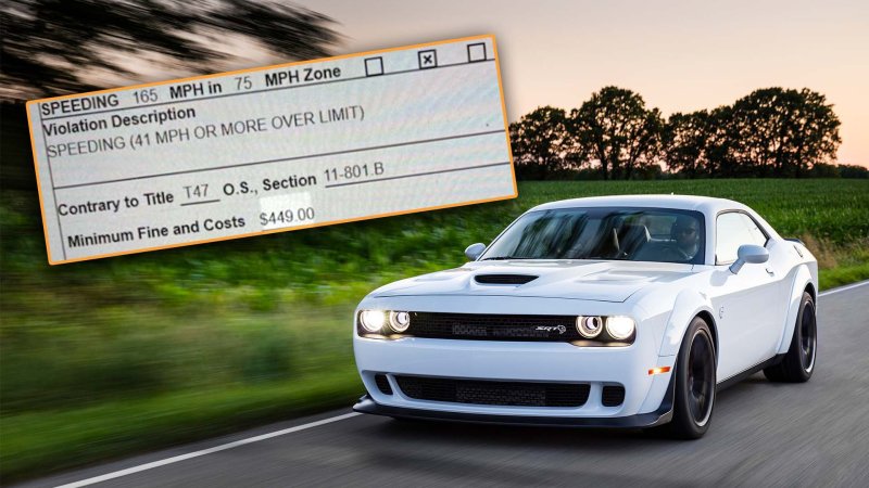 Dodge Hellcat Driver Caught Doing 165 MPH, Only Gets a $450 Ticket