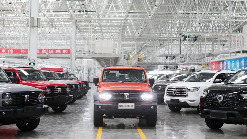 Great Wall Motors Tank and WEY cars in a factory