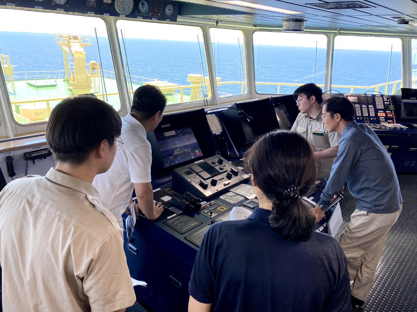 Prism Courage's crew monitor her autonomous navigation system