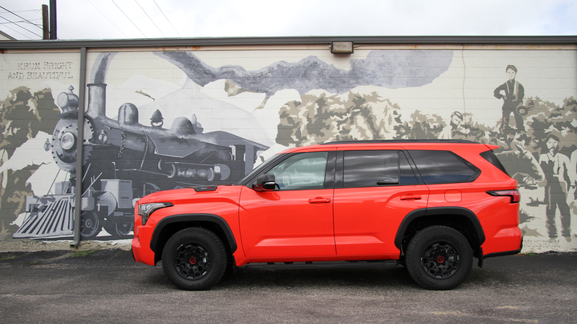 Toyota Sequoia TRD Pro next to a mural in Krum, TX.