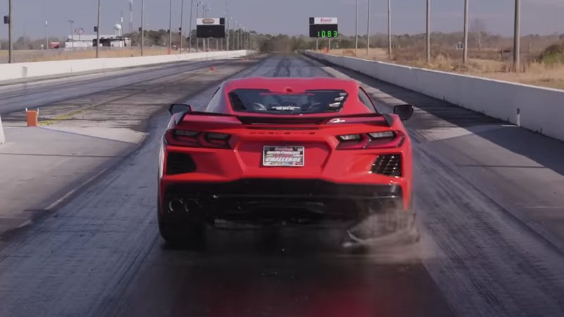 1,350-HP C8 Corvette Drag Car Launches So Hard It Rips Parts Off