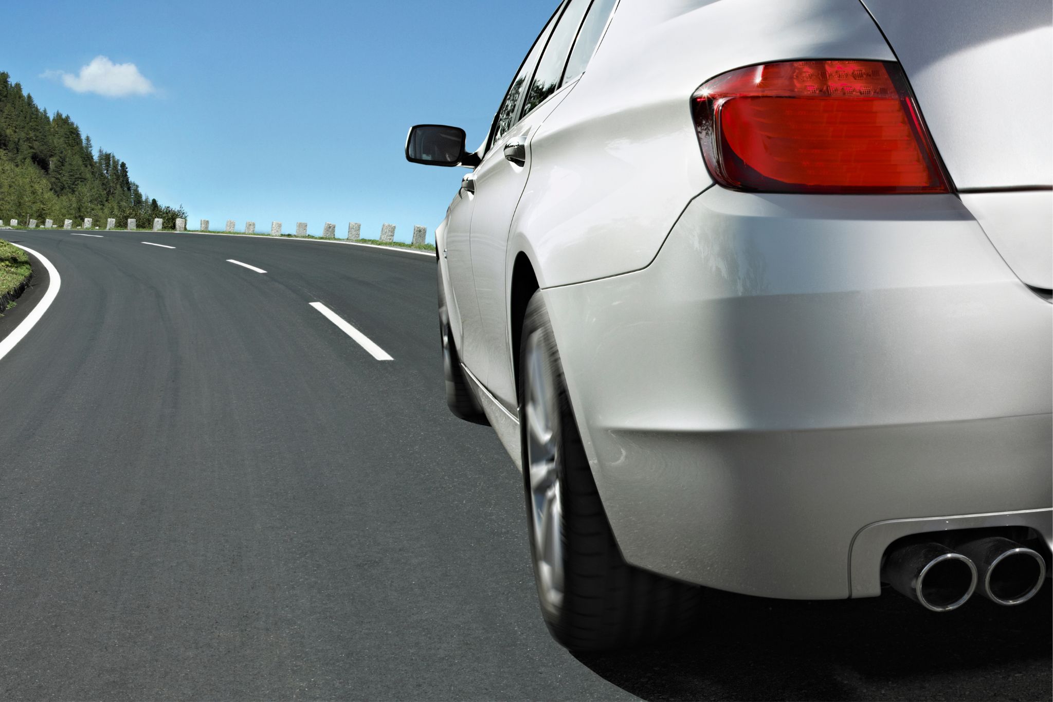 silver car on road