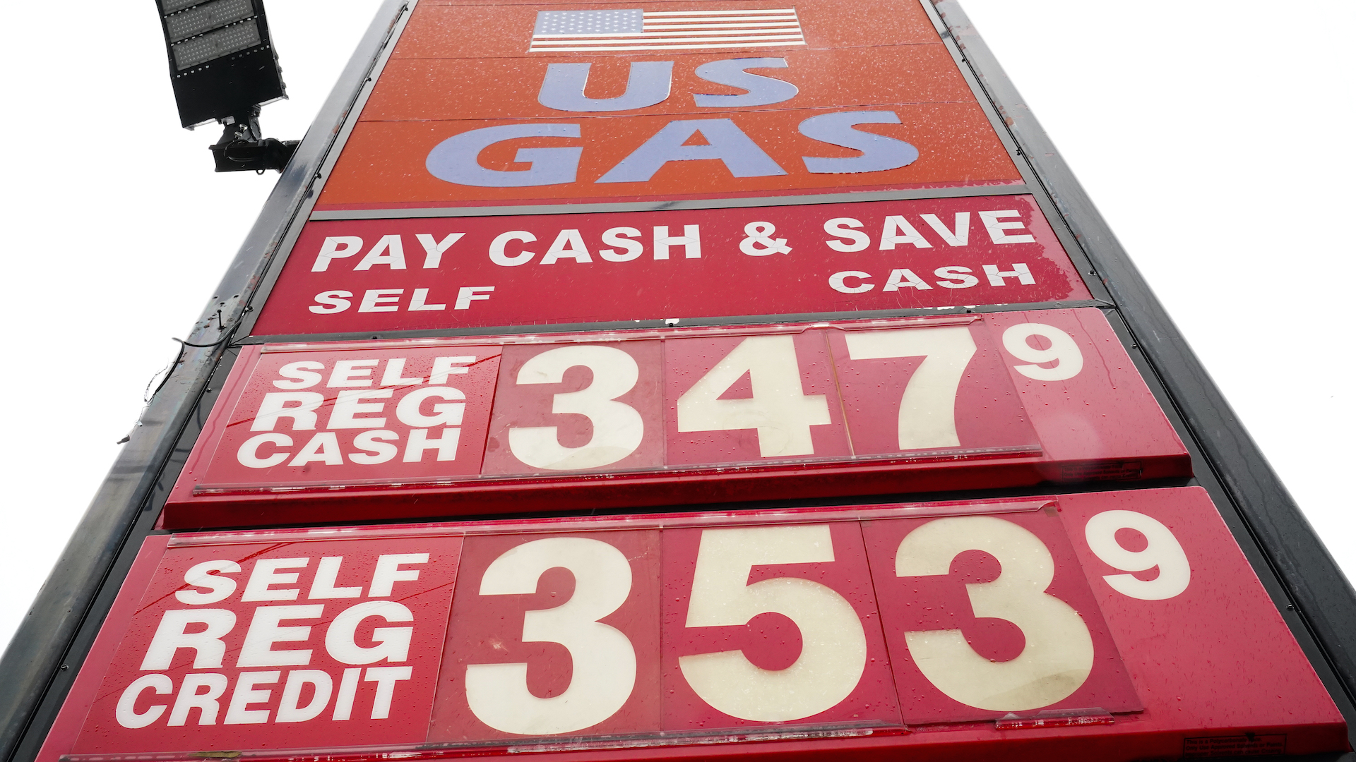 gas prices on a gas station sign