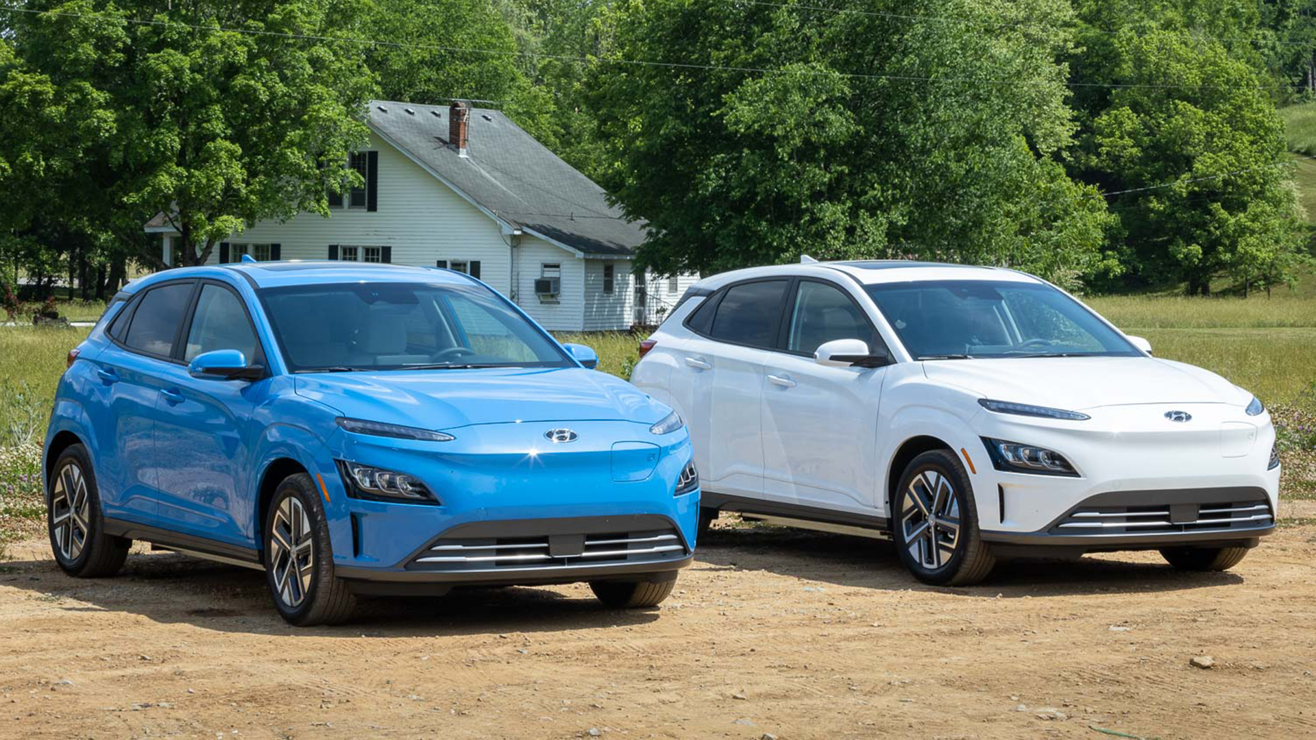 Two Hyundai Kona EVs.