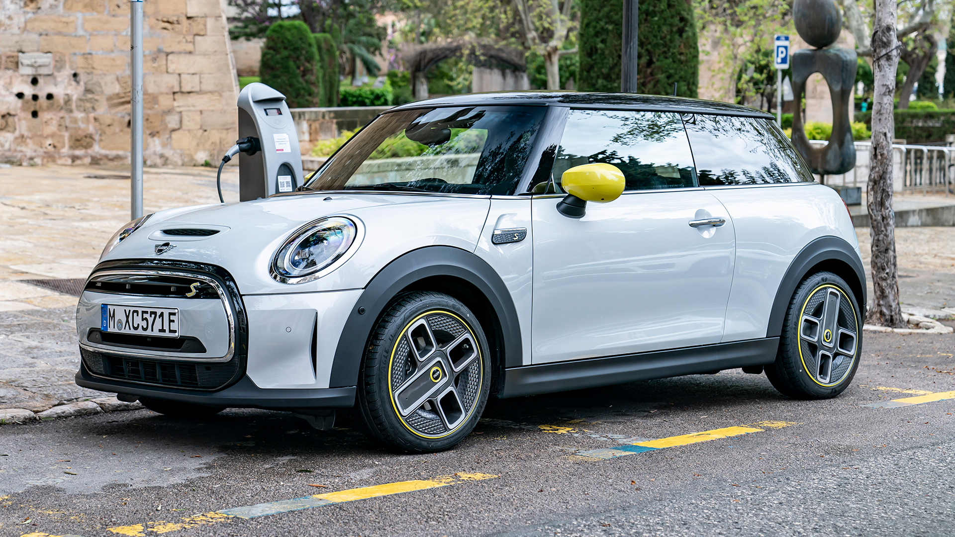 An electric two-door Mini Cooper.