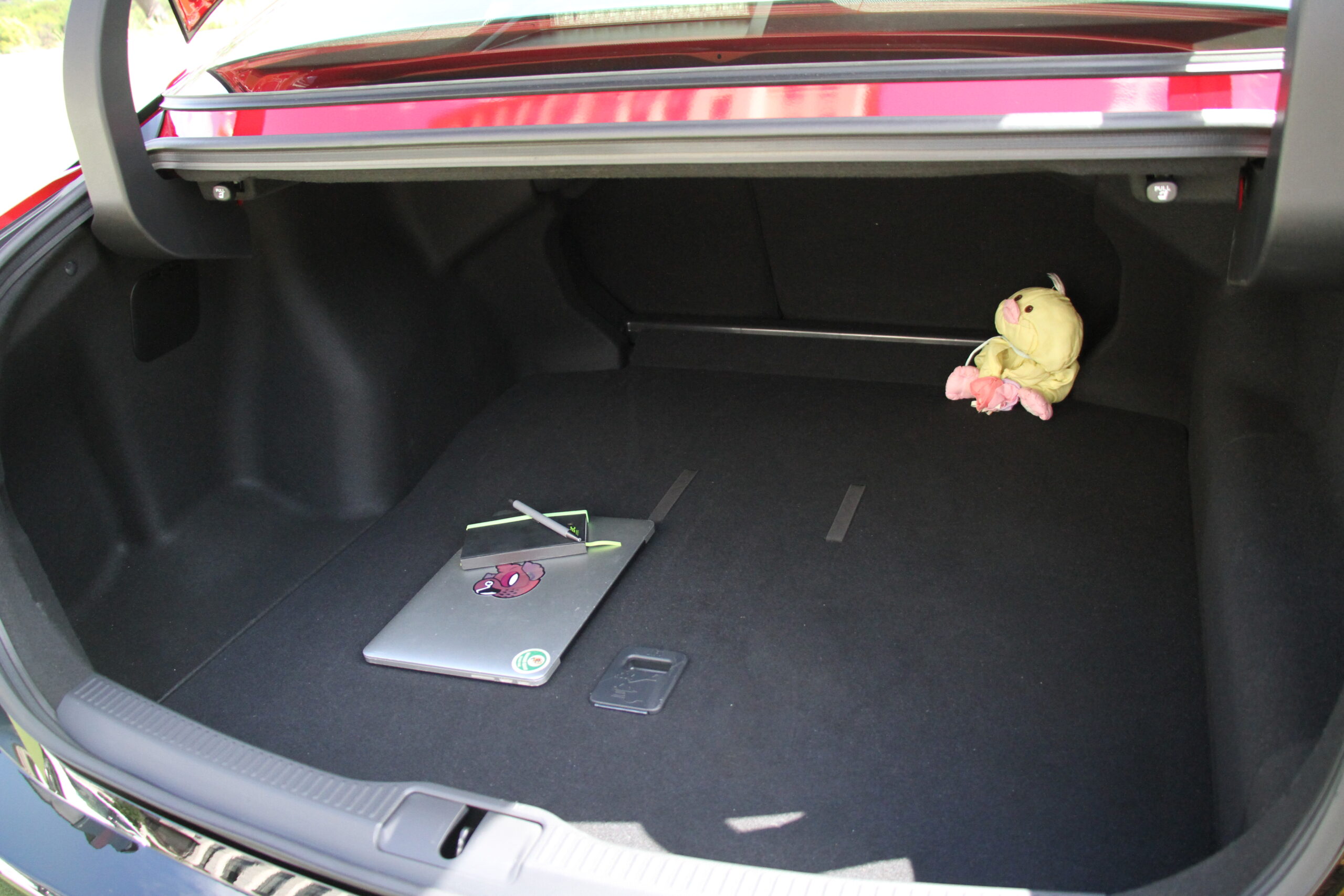 2023 Toyota Crown trunk with 13" laptop for scale