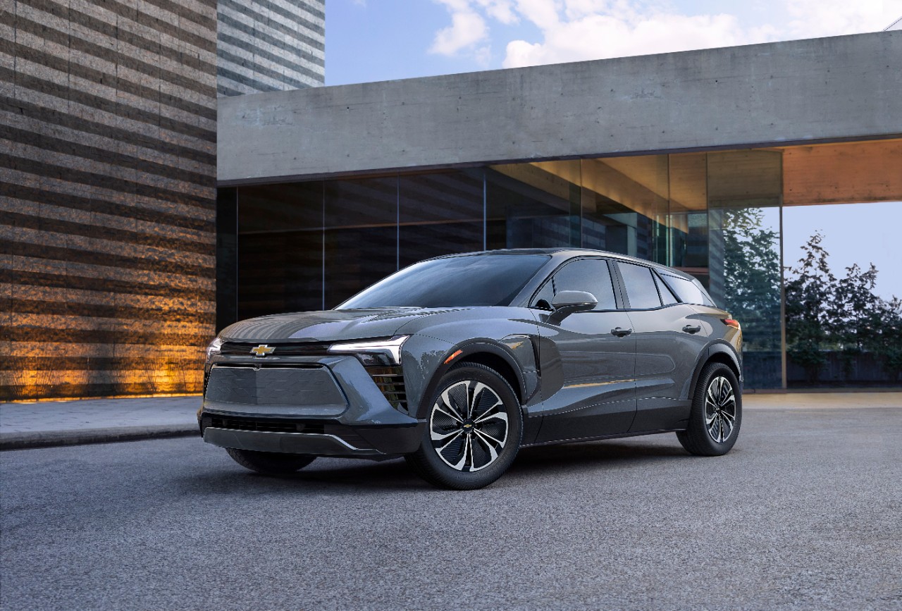 The 2024 Chevy Blazer EV RS in a grey spray