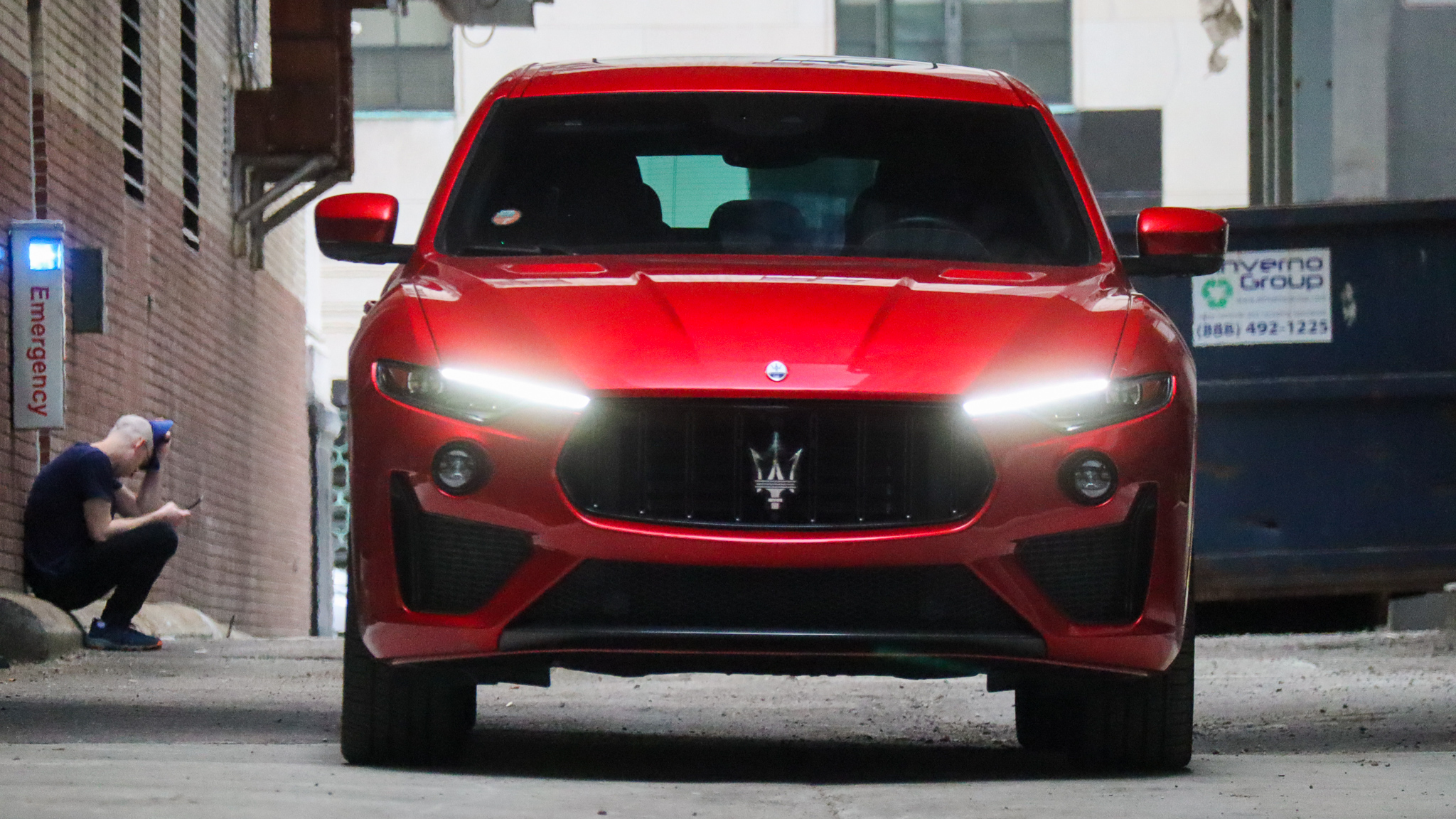 Maserati Levante Trofeo Dead On Front view in an alley in Downtown Detroit