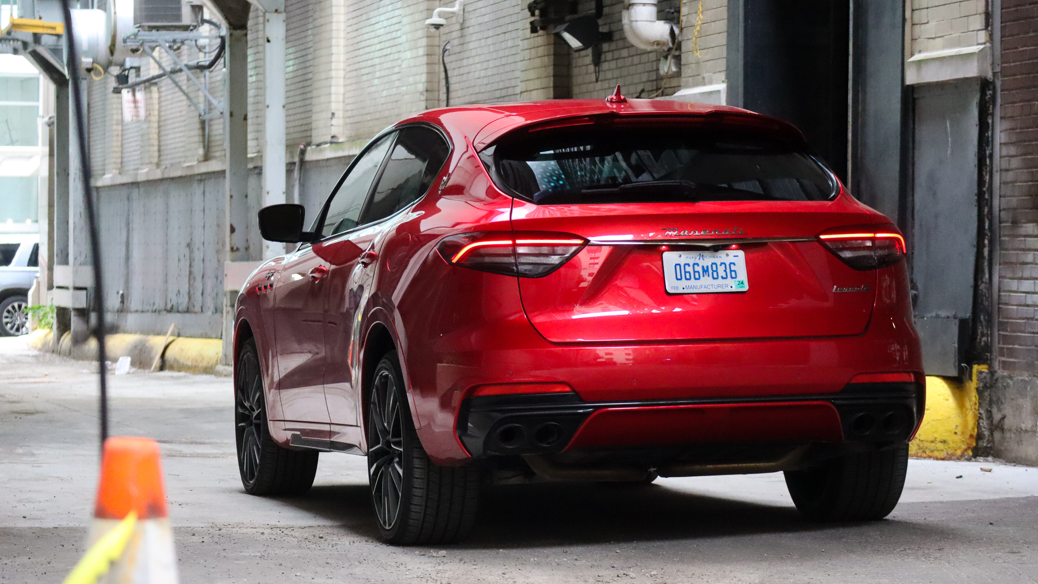 Maserati Levante Trofeo Rear in an alley in Downtown Detroit