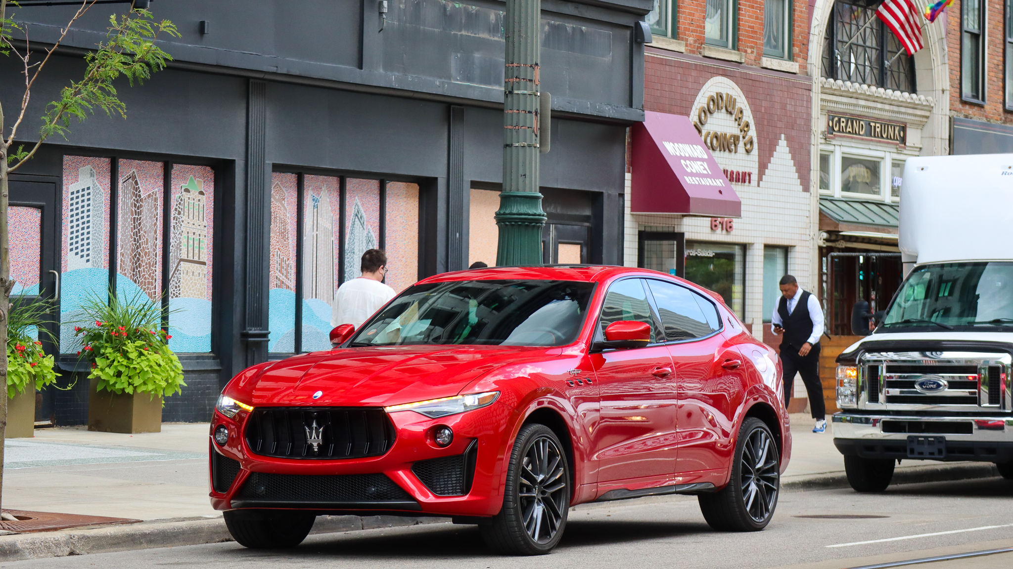 Masertati Levante Trofeo Street parked Front View Downtown Detroit