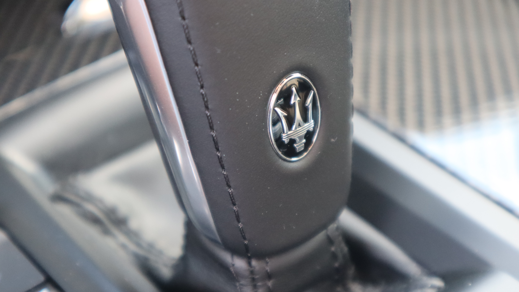 Maserati Trident logo close up shifter