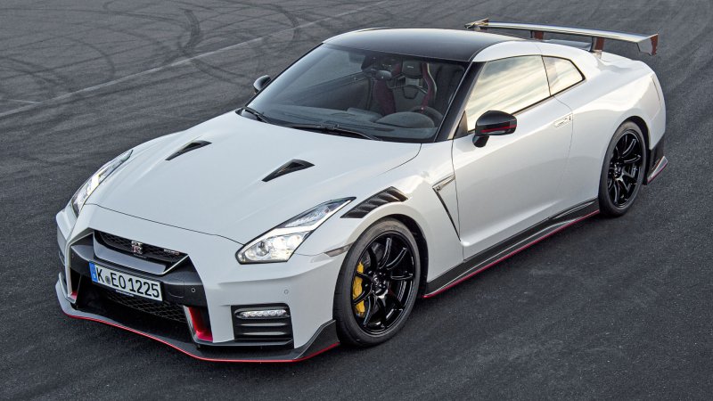 A Nissan GT-R sports car.