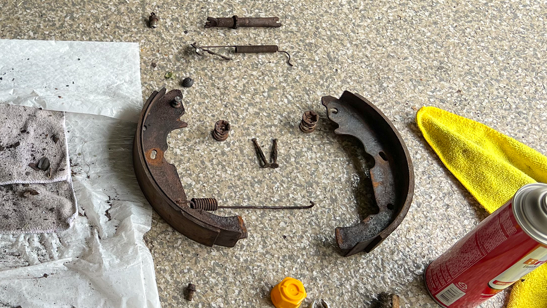 Old brake shoes and springs.