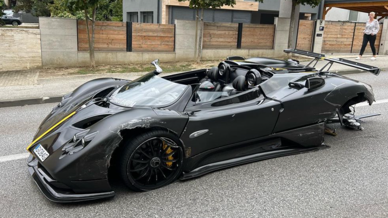 $17M Pagani Zonda Barchetta Wrecked in Stupid Supercar Rally Crash