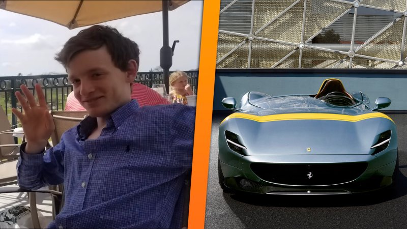 Dan Lesin (left) next to a Ferrari Monza SP1 (right)