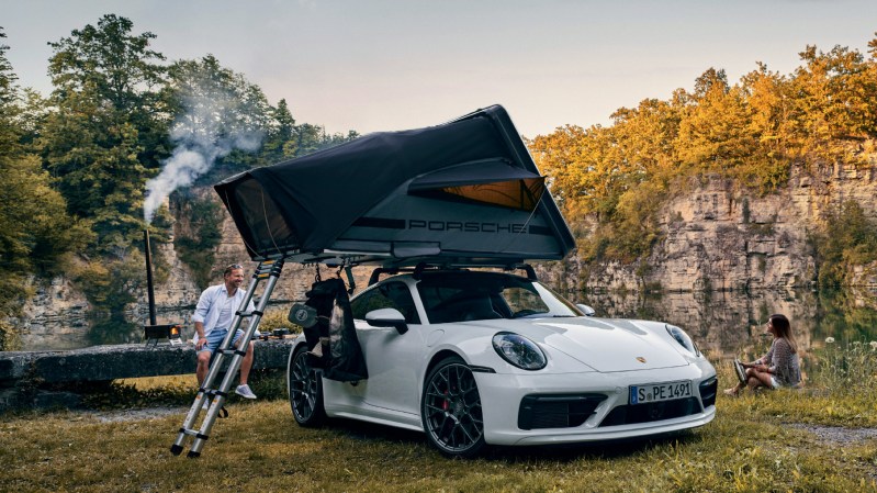 Porsche 911 with a roof tent