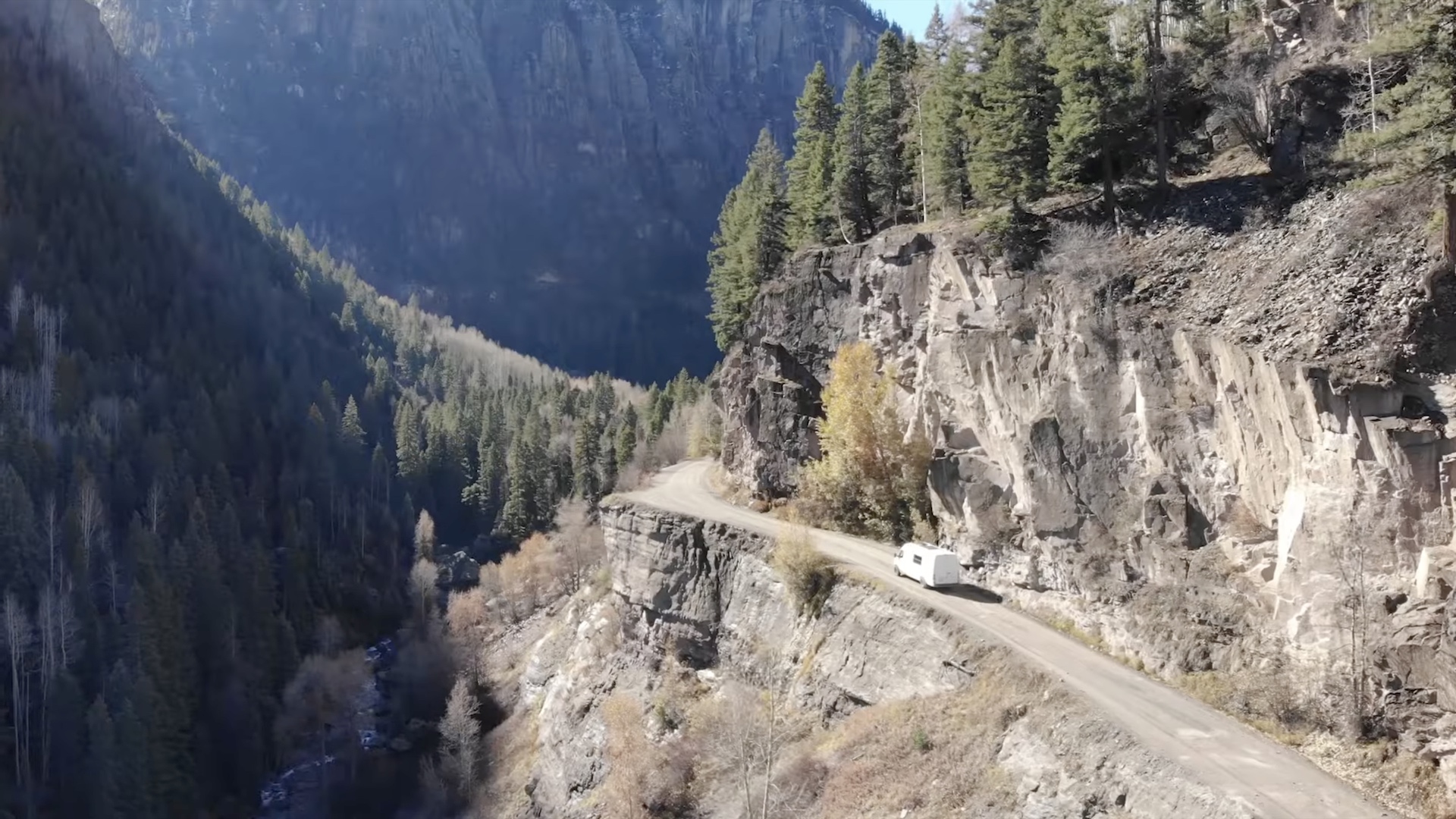 Drone footage from Camp Bird Road outside Ouray, Colorado