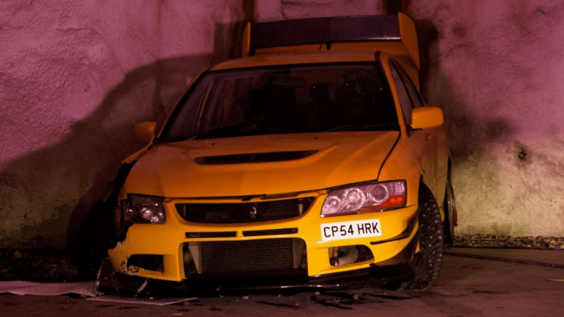 Watch James May Smash a Mitsubishi Evo Into a Tunnel Wall