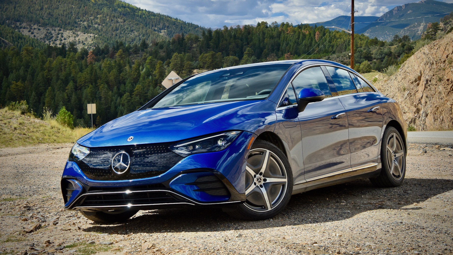 2023 Mercedes EQE 500 in the Rocky Mountains of Colorado