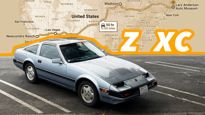 Wedge-shaped sports car in front of US map.