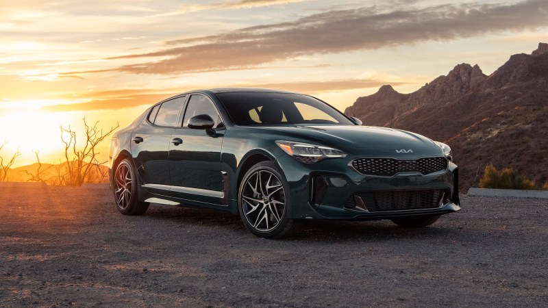 2022 Kia Stinger GT-Line in front of a sunset