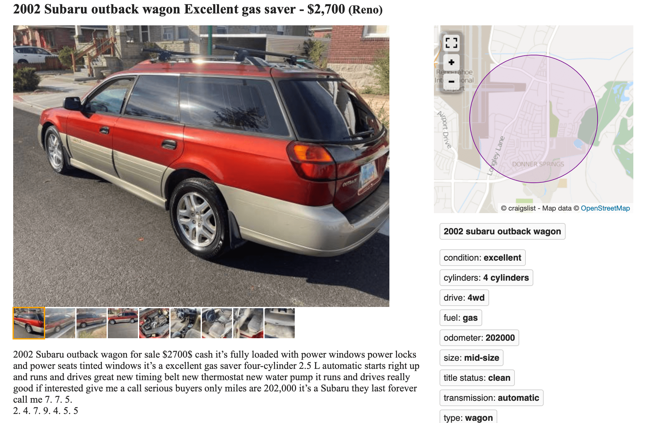 Subaru outback wagon craigslist