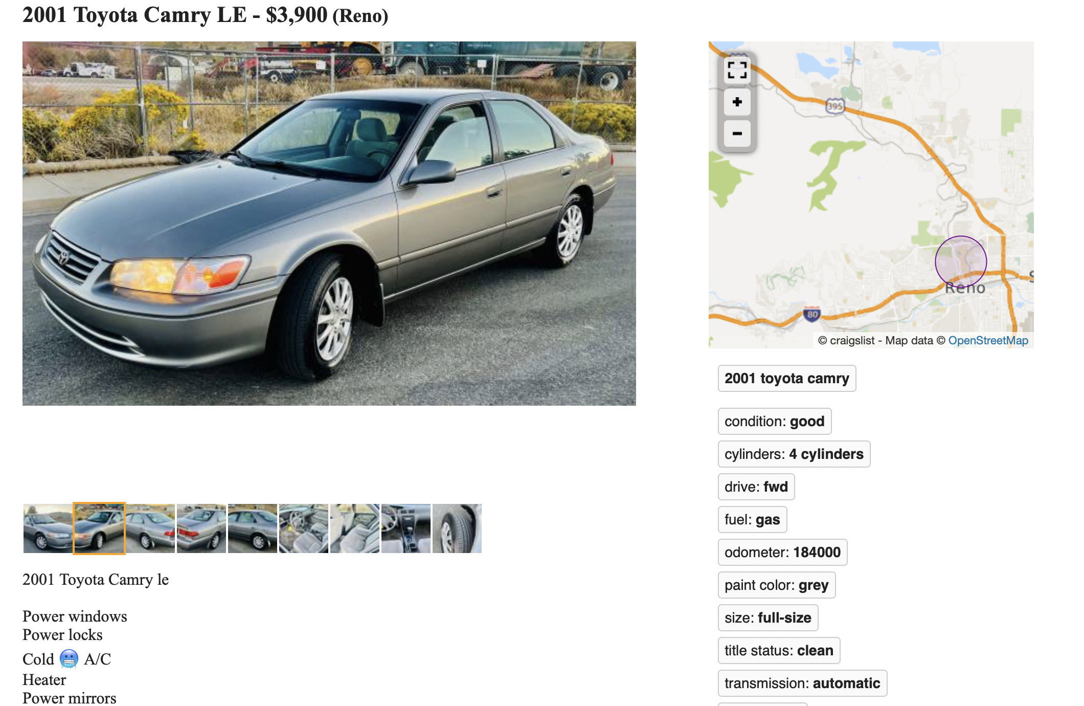 toyota camry 2001 le