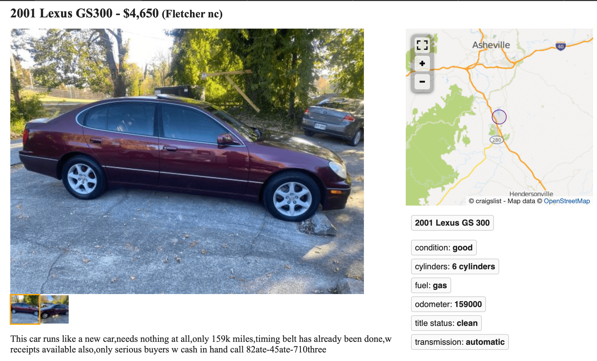 lexus gs300 craigslist Asheville