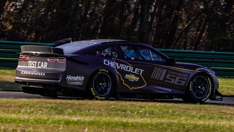 The Garage 56 NASCAR Chevy Camaro ZL1 stock car testing at VIR