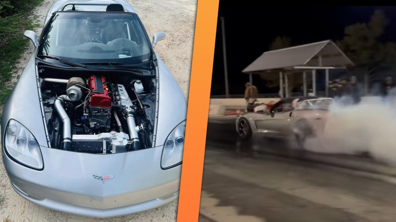 Honda K24-Swapped C6 Corvette Hit the Drag Strip and Immediately Broke