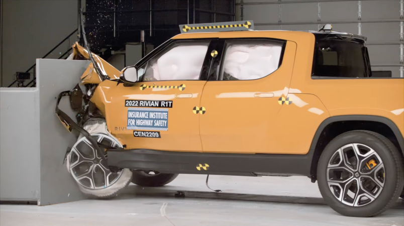 Watch the Rivian R1T Pass the IIHS Crash Test With Flying Colors