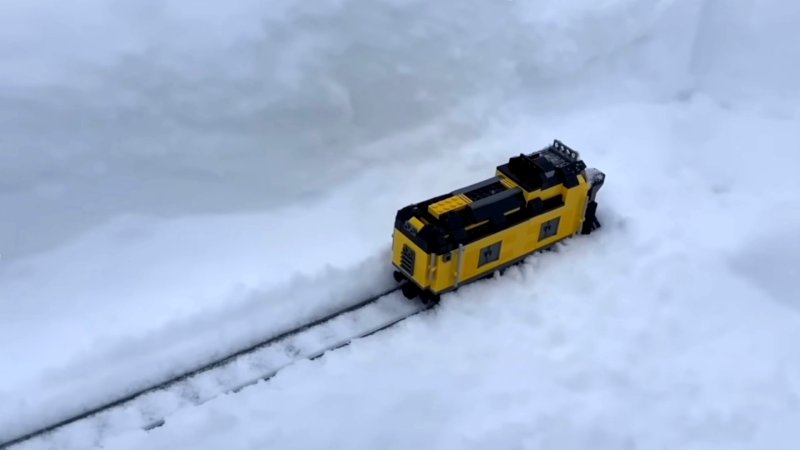 This Little Lego Snow Plow Train Actually Works