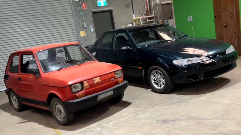 Watch This V8 Ford Falcon Try To Best a Tiny Fiat in a Fuel Economy Battle