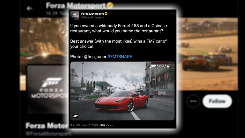 Huh, I Wonder Why Forza Deleted This Obviously Bad Tweet