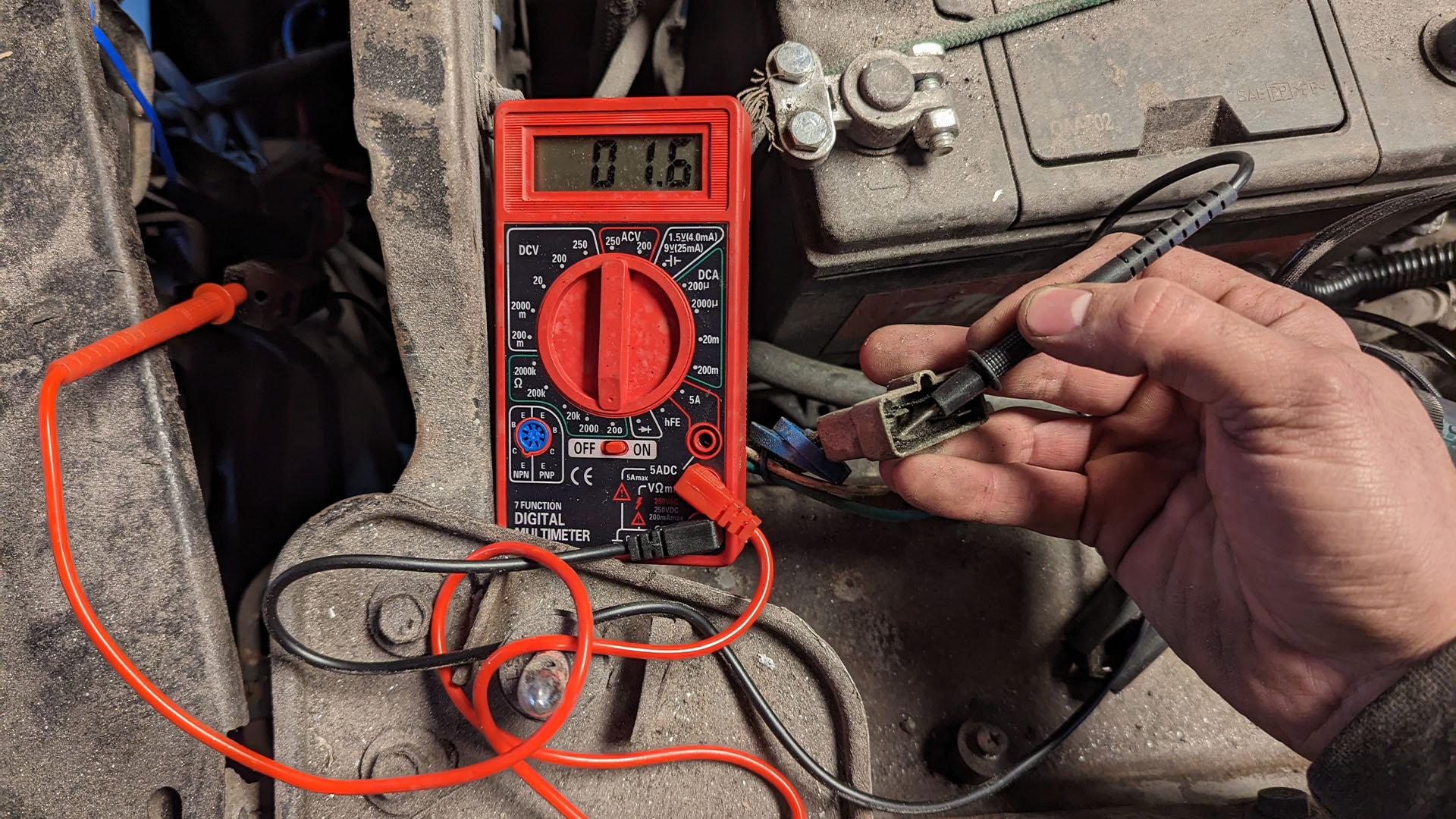 Resistance testing with multimeter