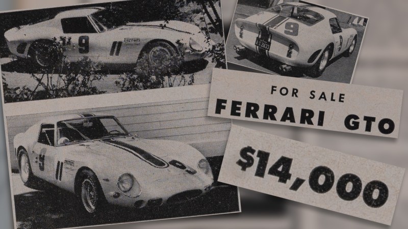 December 1963 ad for a Ferrari 250 GTO, listed for $14,000