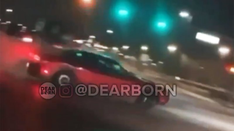 Video: Street Racers Collide With Dodge Challenger Doing Donuts in Intersection