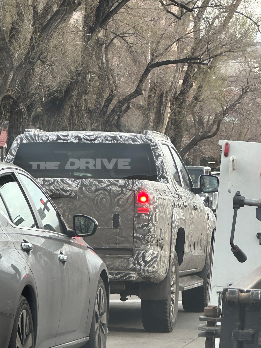 Prototype Mitsubishi Triton pickup truck testing in Colorado.