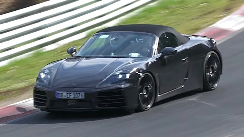 2025 Porsche Boxster EV Prototype Seen Testing at the Nurburgring