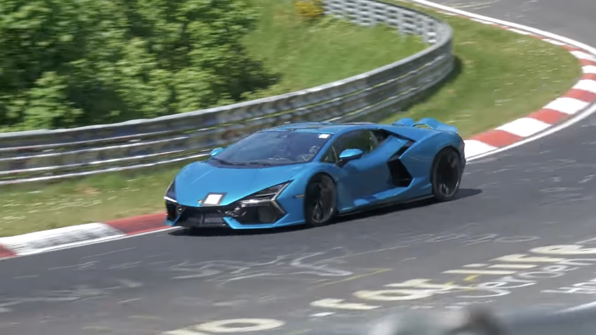 Lamborghini Revuelto in blue testing at the Nürburgring