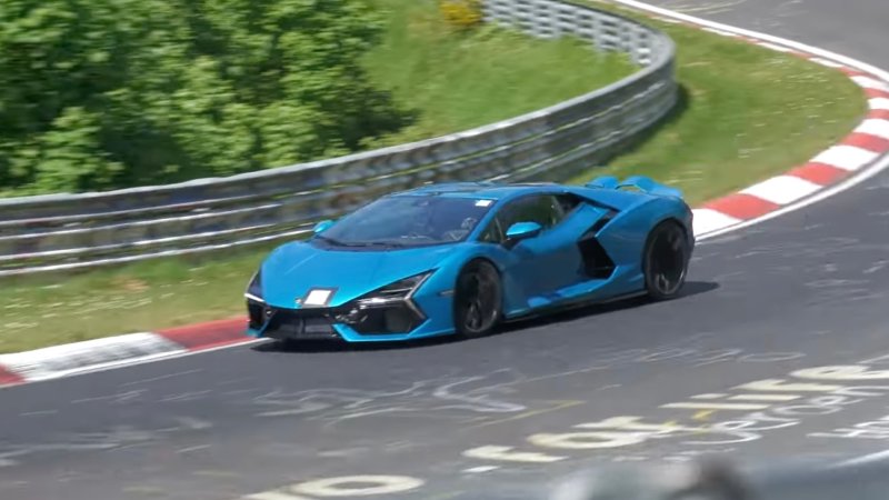 Lamborghini Revuelto in blue testing at the Nürburgring