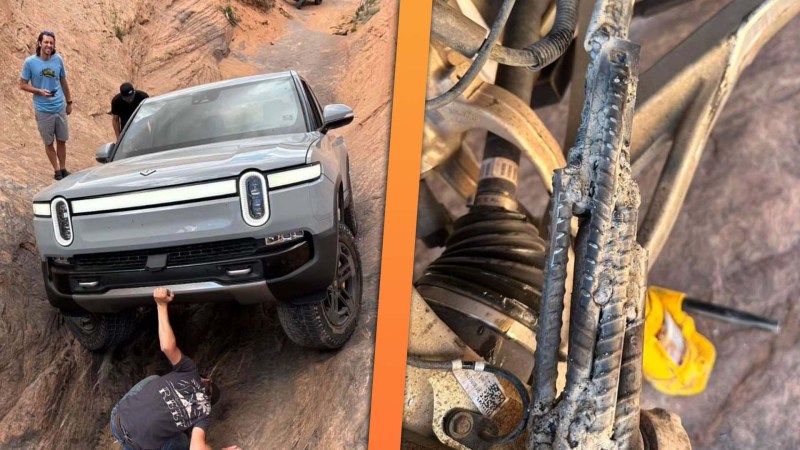 Sketchy Rivian Trail Fix Proves Even an EV Can Be Rescued With Some Welded Rebar