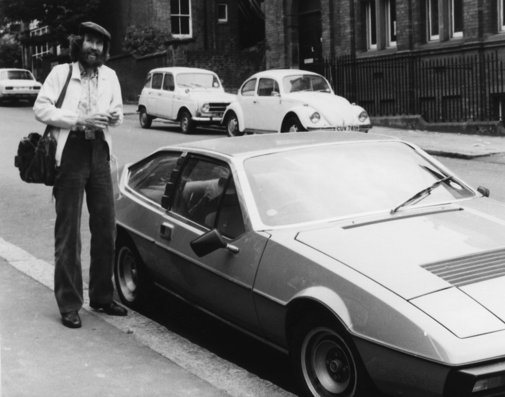 Jim Henson poses with his 1978 Lotus Éclat