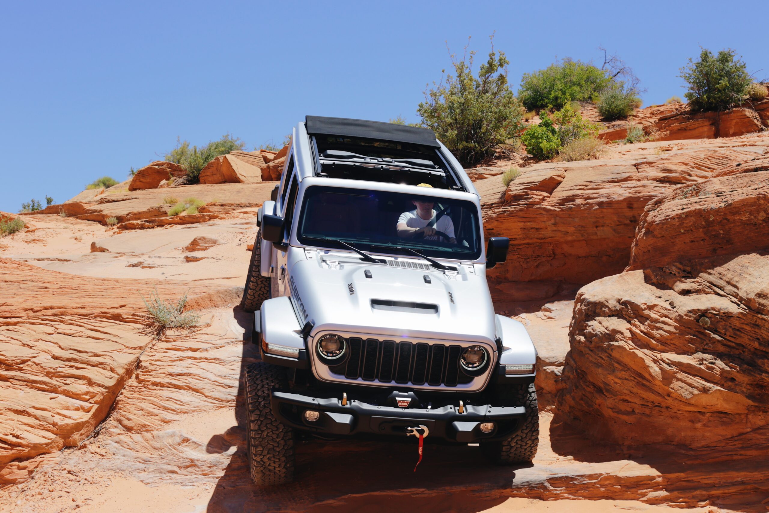 The 2024 Jeep Wrangler crawling.