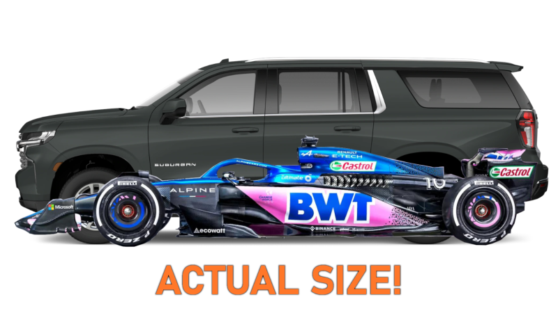 Did You Know F1 Cars Are Almost As Long as a Chevy Suburban?