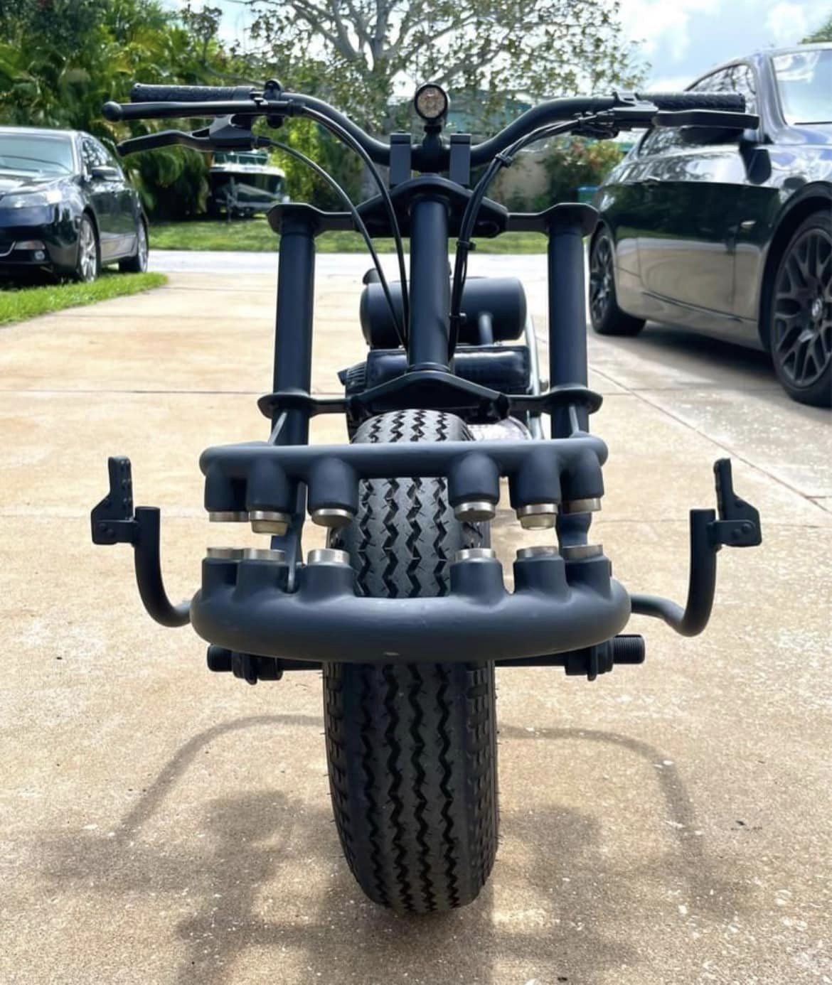 Homemade motorcycle with magnetic suspension