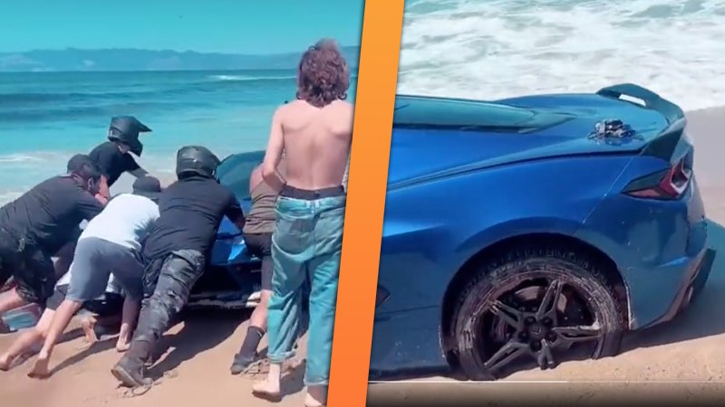 Don’t Drive Your Chevy Corvette on a Beach Like This Goober