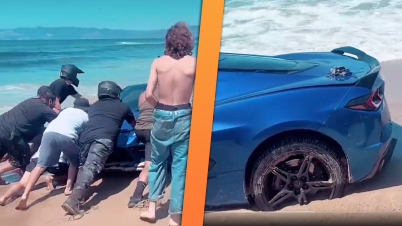 Don’t Drive Your Chevy Corvette on a Beach Like This Goober