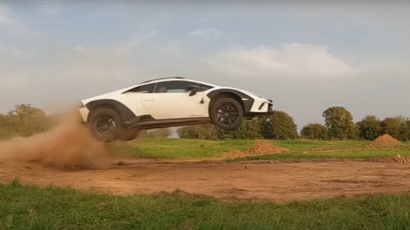 Watch This Lambo Huracan Sterrato Get Taken Off a Massively Sweet Jump